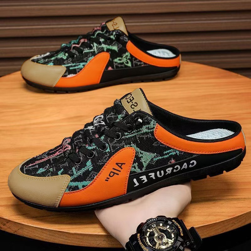 Baotou Half-Cup Shoes for Men 2025 Cross-Border Wholesale Breathable Heelless Outdoor Casual Shoes Slip-On Slip-Ons