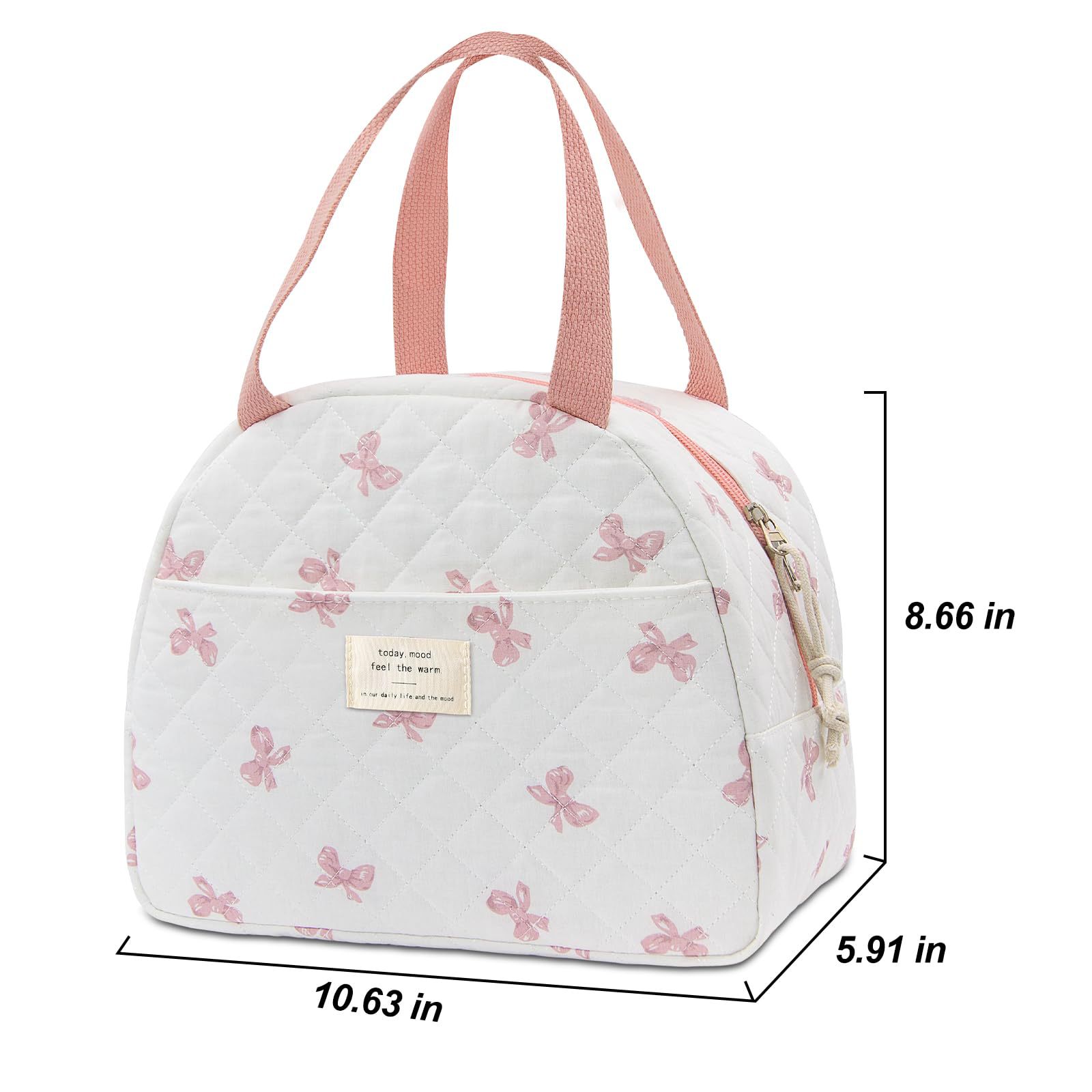 Amazon New Ins Style Cute Bow Lunch Box Bag Large Capacity High Color Value Office Family Insulation Storage Bag