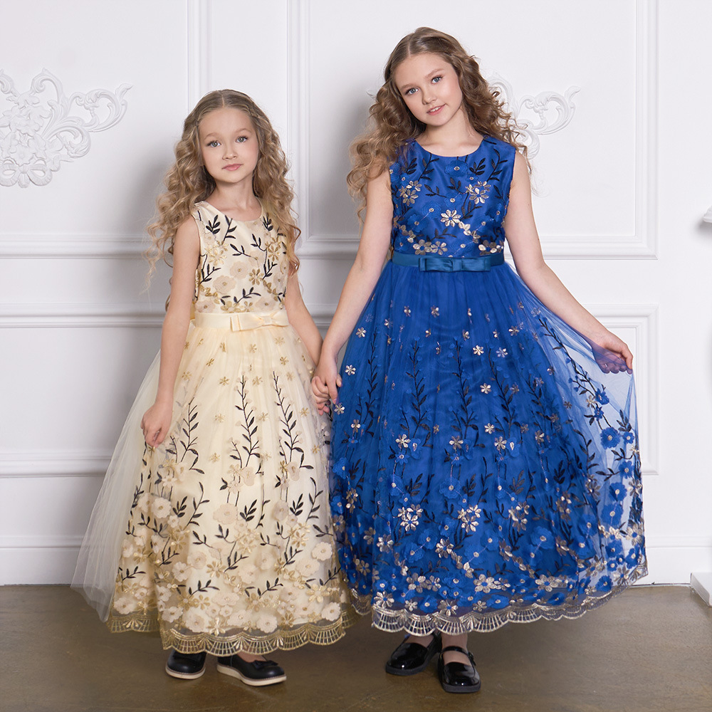 Amazon Girls Piano Performance Clothes Birthday Dresses Children's Tutu Dresses Female Flower Girl Wedding Dresses Catwalk