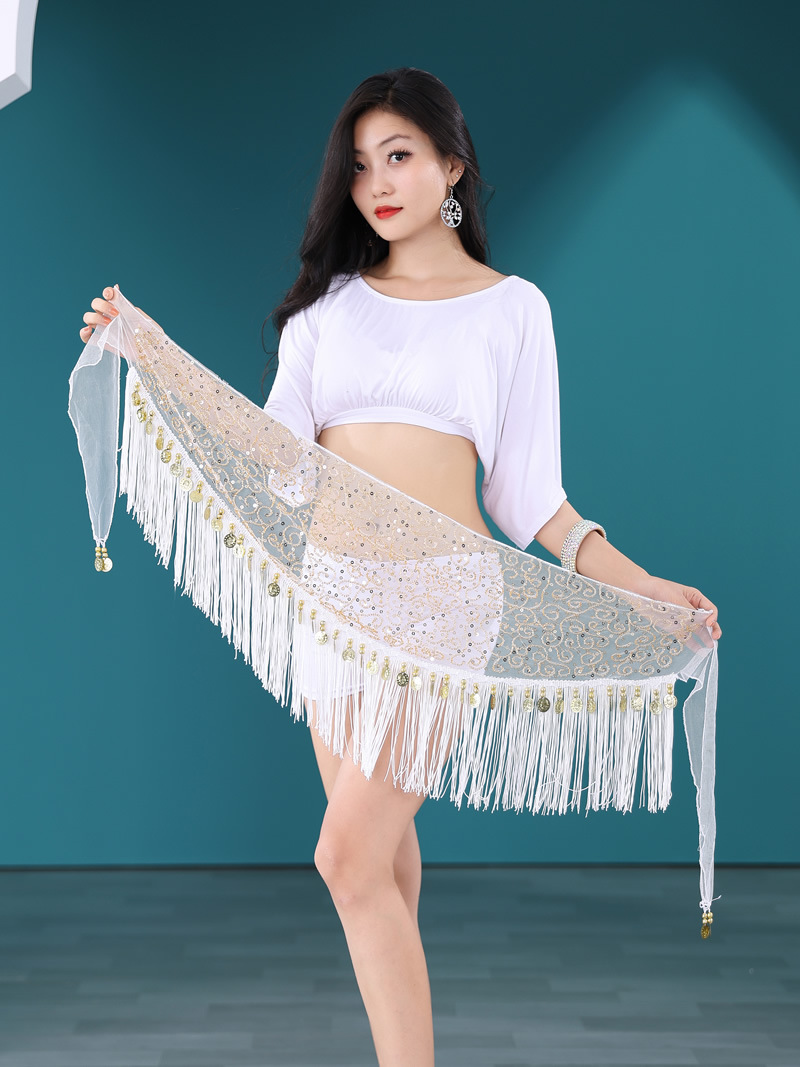 Picture of Belly Dance Waist Chain Women's Practice Clothes Hip Towel Beginner's Triangle Towel Bead Embroidered Tassel Belt Waist Seal Y1011
