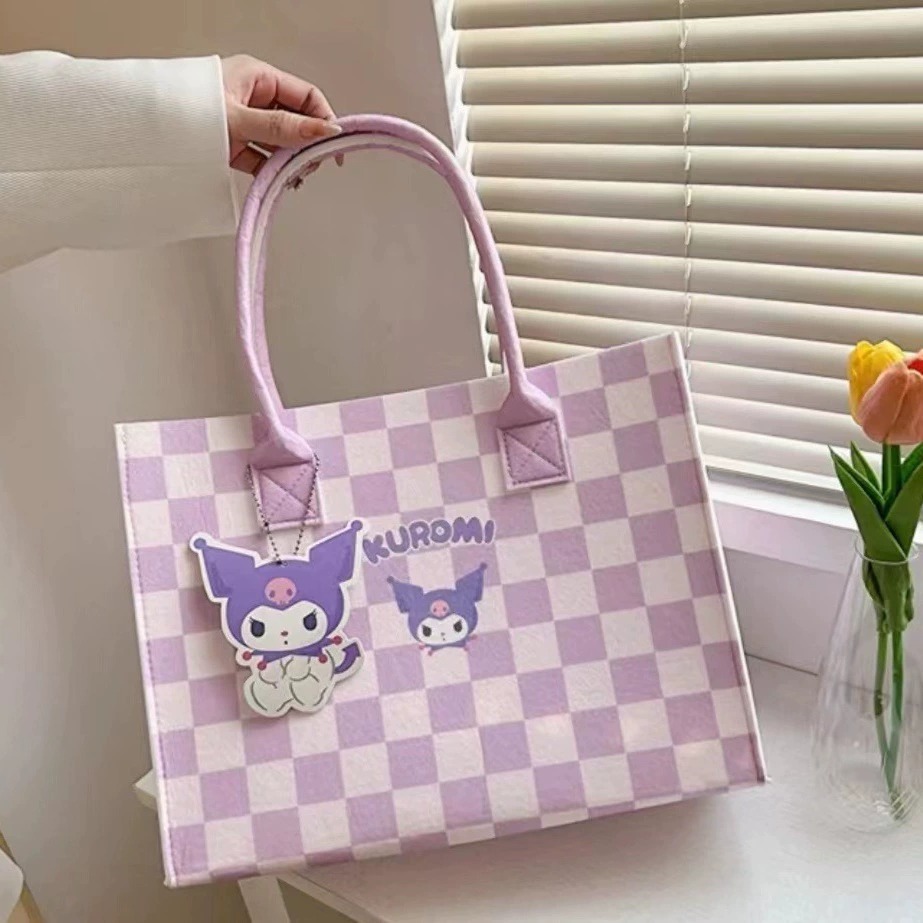 New Sanrio Felt Bag Gift Bag Large Capacity Kuromi Portable Shopping Bag High-Looking Tote Bag Wholesale
