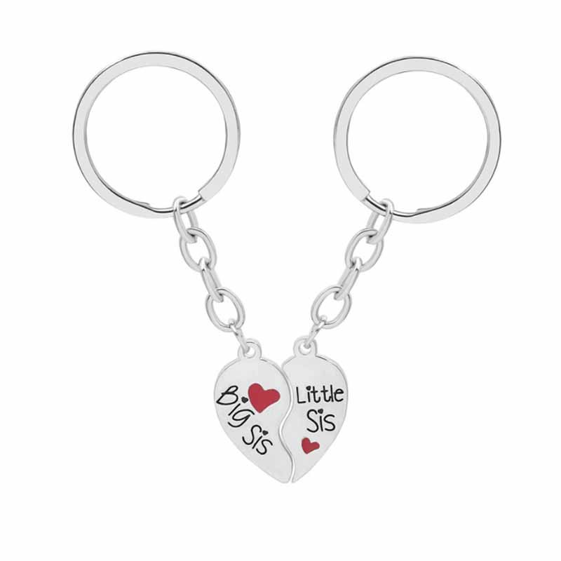 European and American Good Sisters Series Necklace Keychain Set BigMiddleLittle Two-petal Love Stitching Necklace