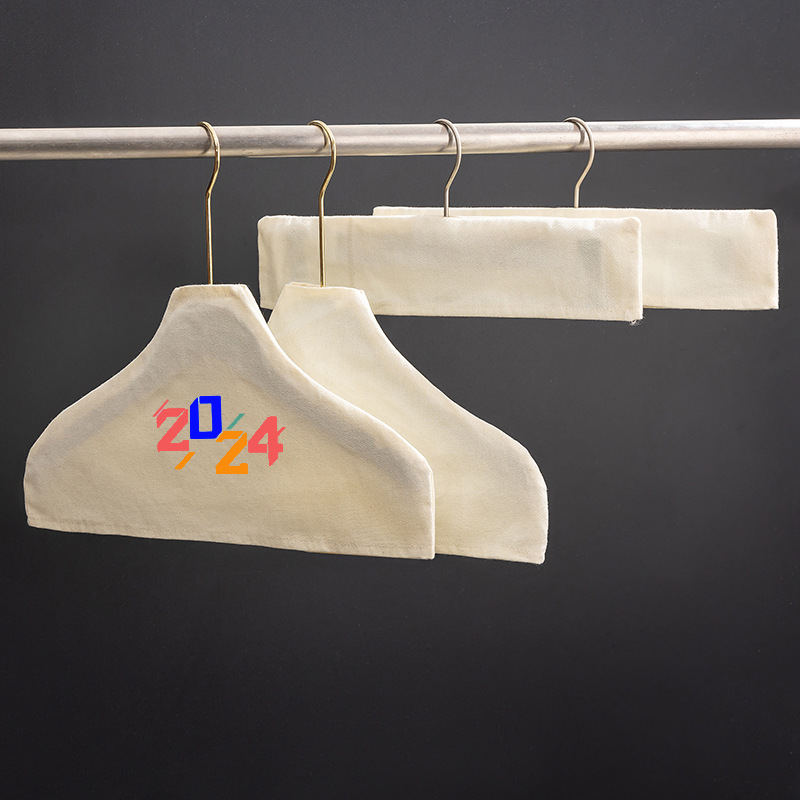 Clothing store hanger anti-slip cover canvas wooden hanger cloth cover sweater cashmere sweater seamless pants rack cotton linen cover wholesale