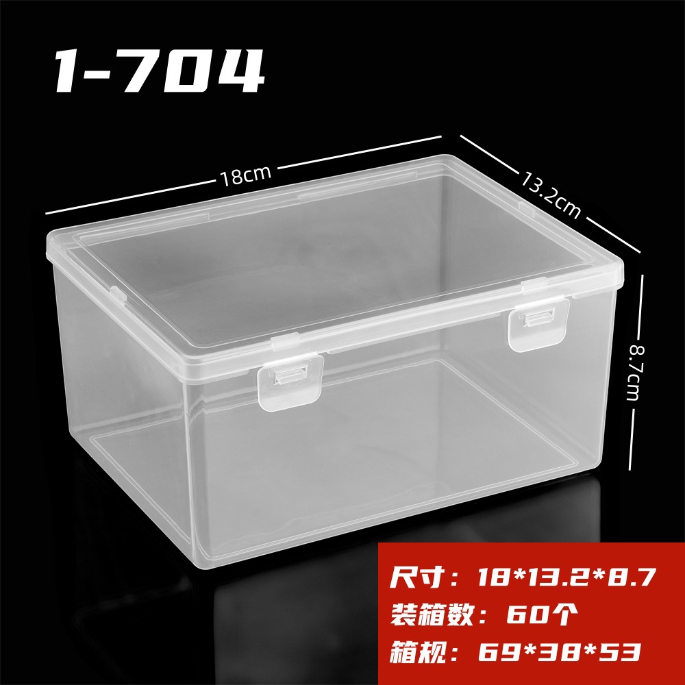 Picture of in stock Multi-size Square Buckle Cover Transparent PP Plastic Box Jewelry Packaging Small Box Flip Cover Parts Storage Box