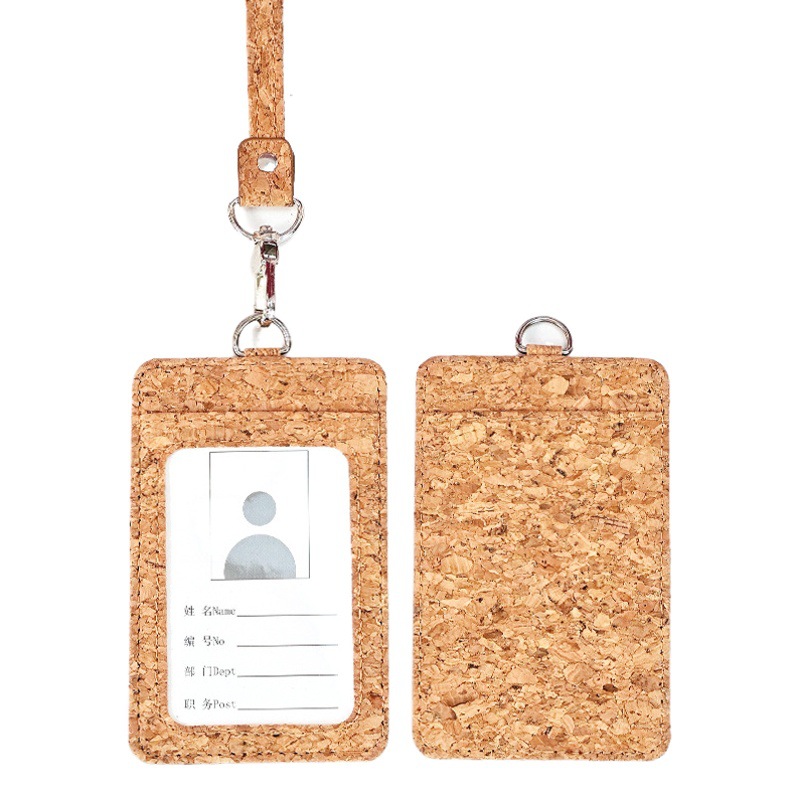 Environmental protection Cork work permit card holder employee badge lanyard enterprise printed Business Office exhibition work card LOGO
