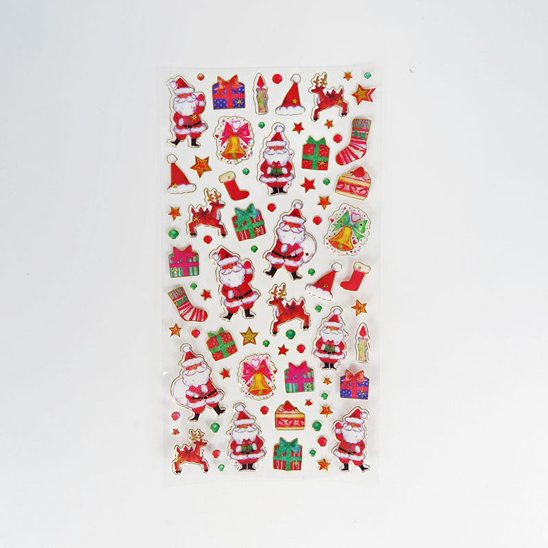 Picture of Spot Wholesale Christmas Stickers DIY Hot Stamping Transparent Decorative Gifts Pvc Cartoon Kidsren Reward Christmas Stickers