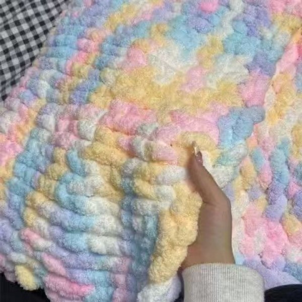 Cat tail scarf, extra thick ice strip, thread finger, handmade woolen blanket, rainbow DIY woven blanket material, cushion