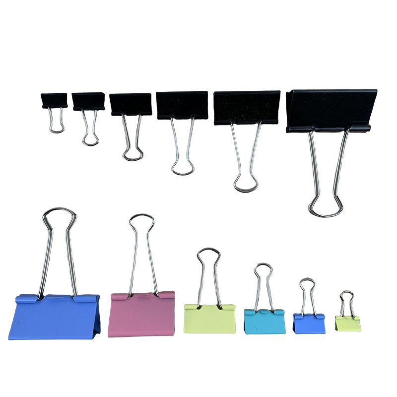 Picture of Black long tail ticket clip metal binding file clip color dovetail clip bill clip full model wholesale