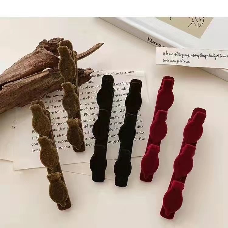 Picture of Flocking Hair Clip Women's Front Head Bangs Clip Side Clip Short Hair Transition Artifact Broken Hair Clip Duckbill Clip Headdress