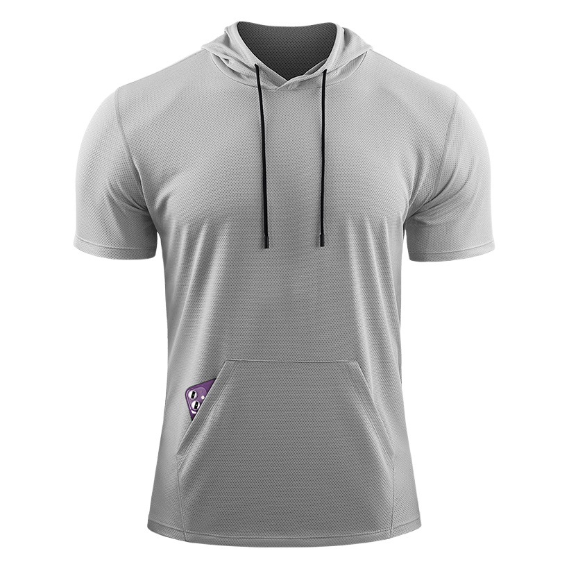 Picture of Men's Large Size Loose Short-Sleeved Fitness Clothing Hooded Flap Pocket Pants Quick-Drying Clothing Breathable Half-Sleeved T-Shirt Basketball Muscle Training Clothing