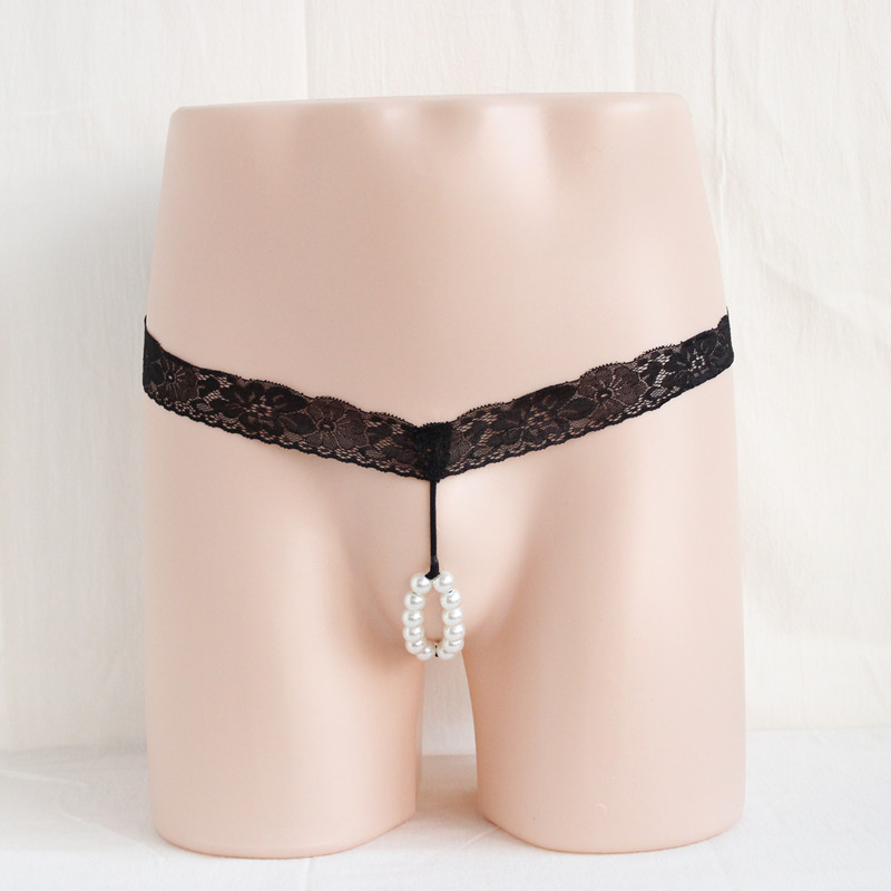 New Men's bead chain ring hollow underwear sexy thong T-shaped pants lace underwear factory delivery