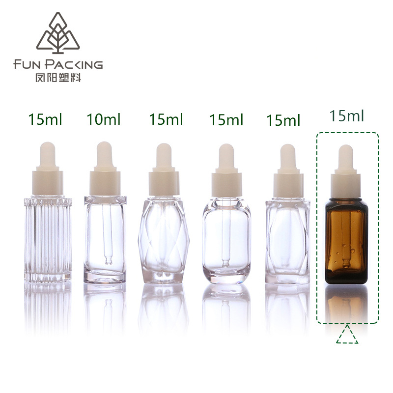 Picture of PETG Plastic Oil Bottle 15ml Small Square Rubber Head Dropper Bottle Thick Wall Thick Base Foundation Essence Bottled