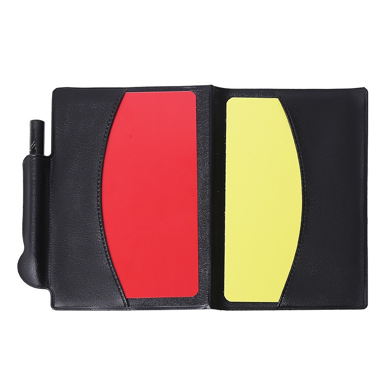 Picture of Football referee Red Yellow card yellow card red card with paper tape pencil with leather case referee record penalty yellow red card