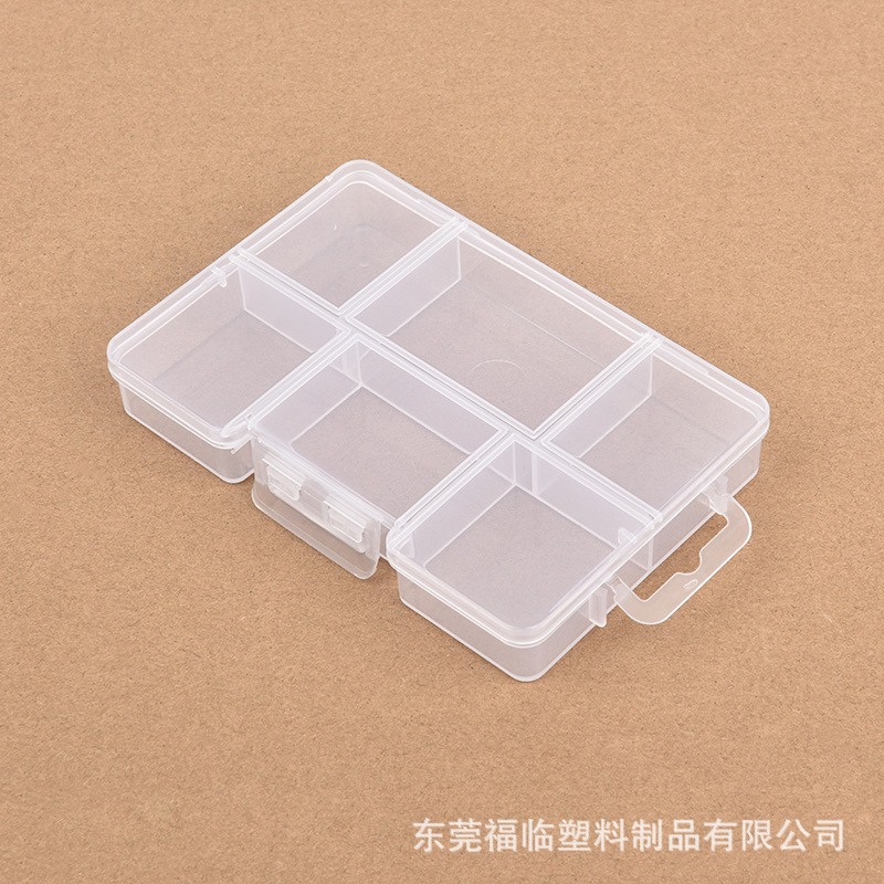 Cross-border Transparent PP Packaging Box 111x73x17 with Hook 6-grids Compartment Accessories Box Fixed Grids Box