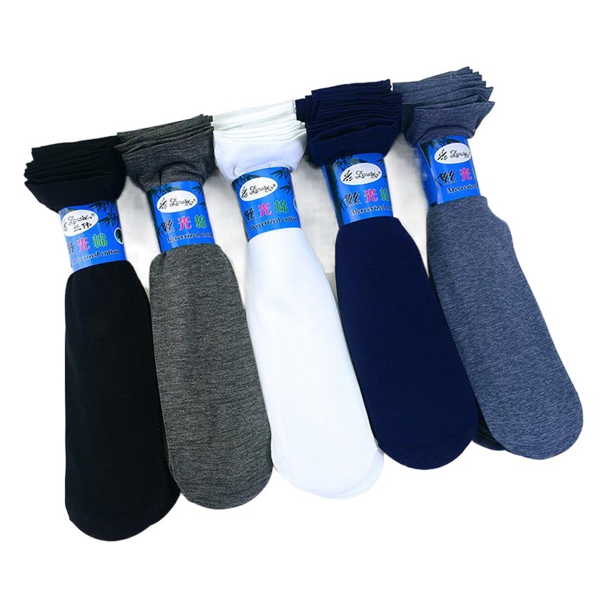 Summer men's thin mercerized short stockings mid-tube foot bath solid color socks wear-resistant anti-fading