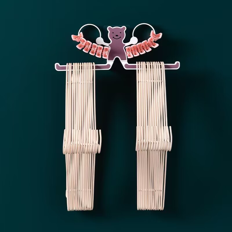 Picture of Punch-free clothes hanger storage balcony clothes hanger clip hook storage tissue towel storage washing machine rack