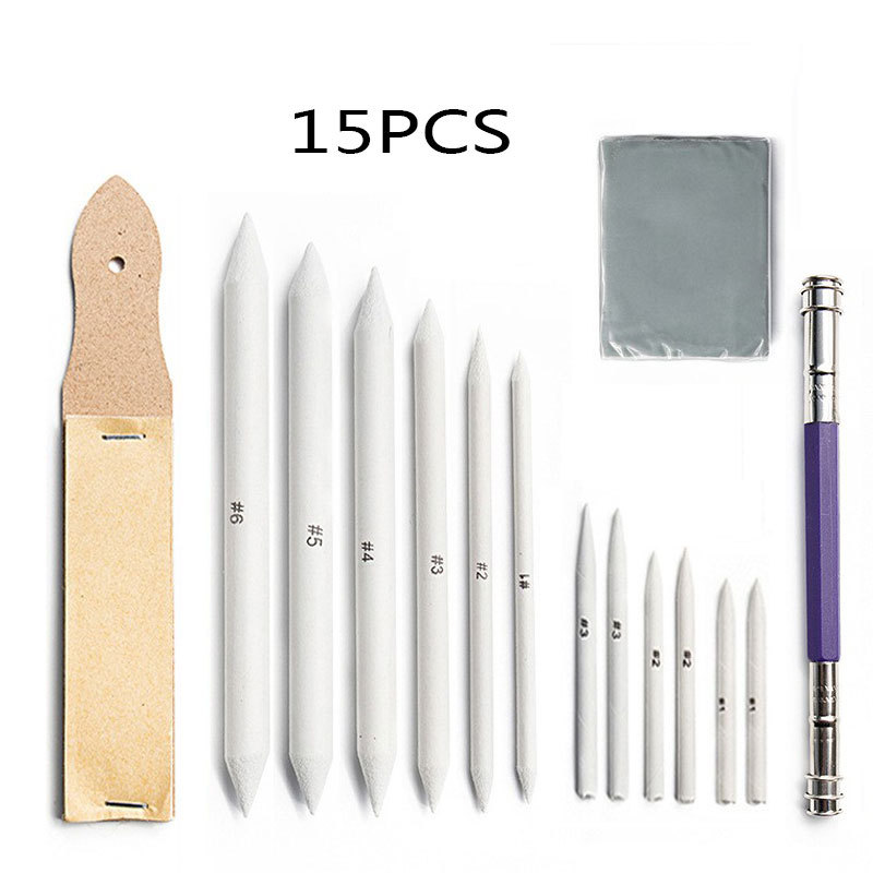 Cross Border Sketch Painting Tools 15 pce suit Paper Eraser Plastic Rubber Extender Cardboard Highlight Paper and Pen
