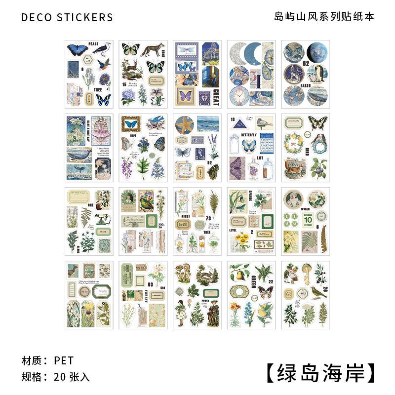 Picture of Island Mountain Wind Series Infeel.Me PET Sticker Book Retro Picture Book Book Material Decorative Sticker 20