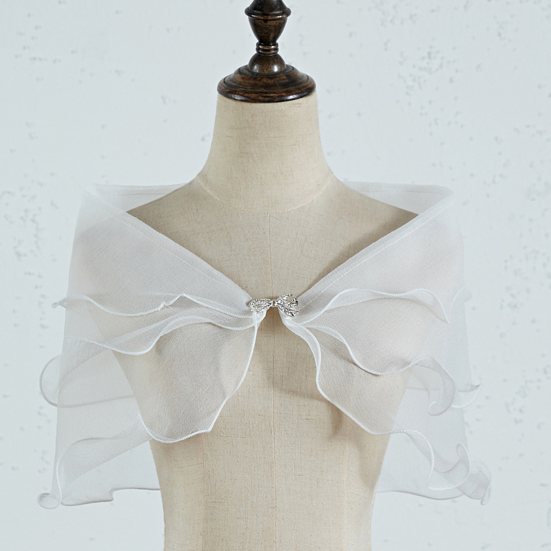 Picture of Wholesale Bridal Yarn Shawl Wedding Dress Arm Covering Mori Wedding Dress Cyber Celebrity Shawl Thin Off-shoulder Banquet Women