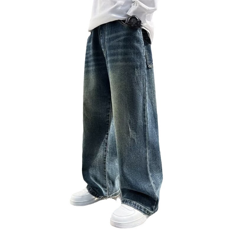 Picture of Children's Clothing Spring and Summer Pants 2024 New Boys' Retro Wide-leg Pants Mid-waist Korean Style Jeans Loose Straight Pants Trendy