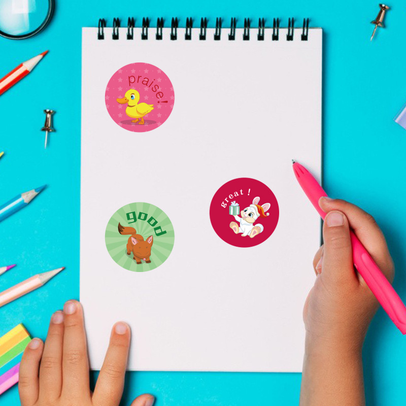 Picture of Student Reward Stickers Cute Kids Label Stickers Cartoon Animal Stickers Kindergarten TZ-DIY-DW-DW-2