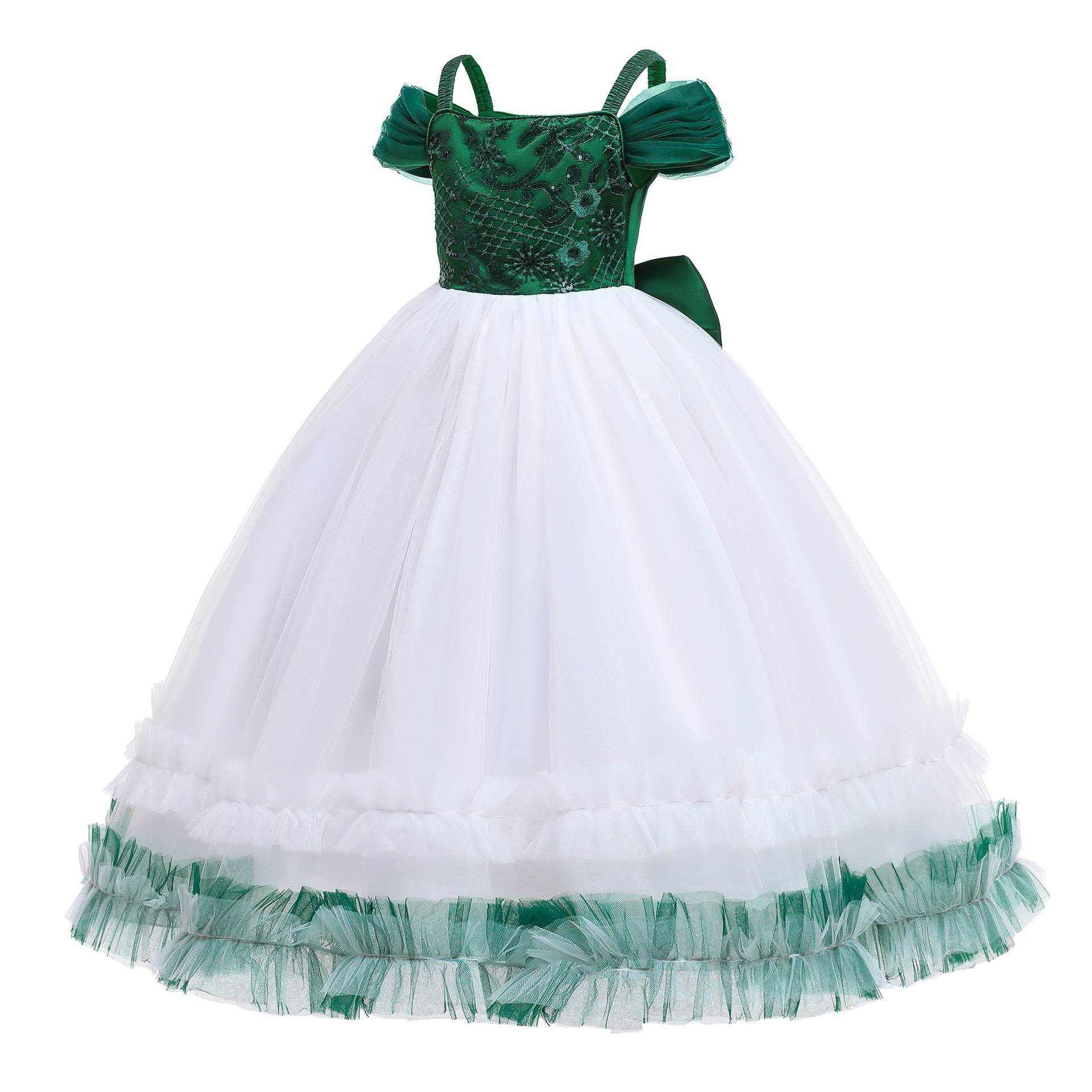 Picture of 2025 New Children's Dress Long One Shoulder Princess Dress Large Children's Side Embroidery Long Dress Stage Performance Dress