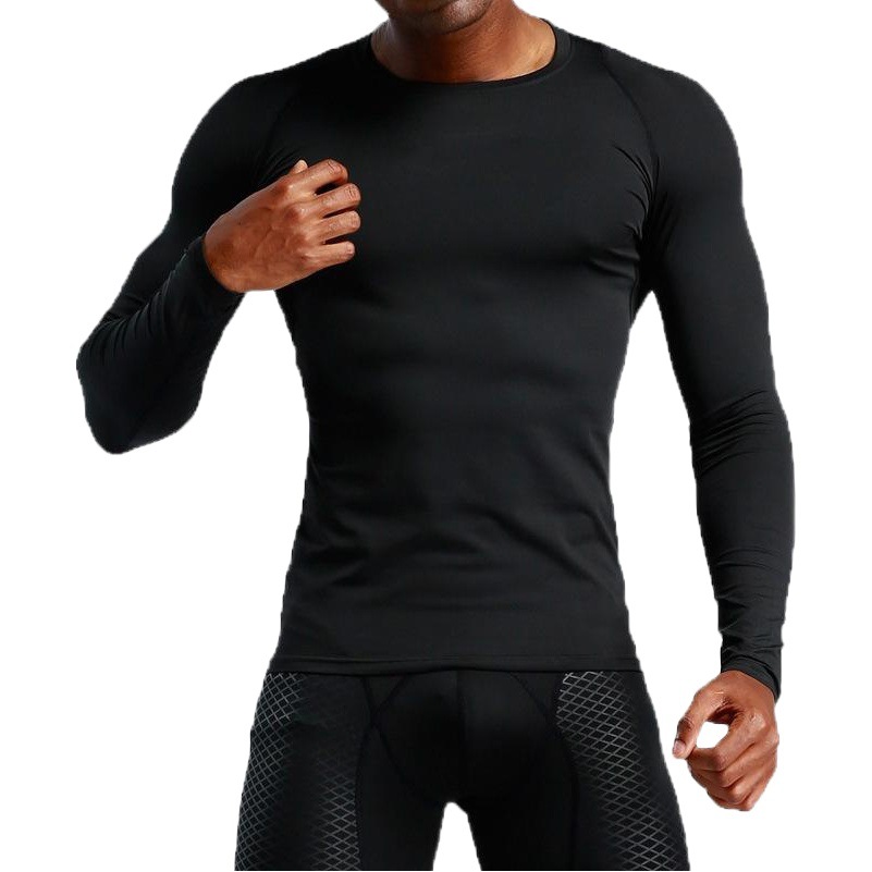 Autumn and Winter Fitness Clothes Men's Long-Sleeved Basketball Training Base Compression Clothes Tight Clothes Outdoor Running Quick-Dry Clothes