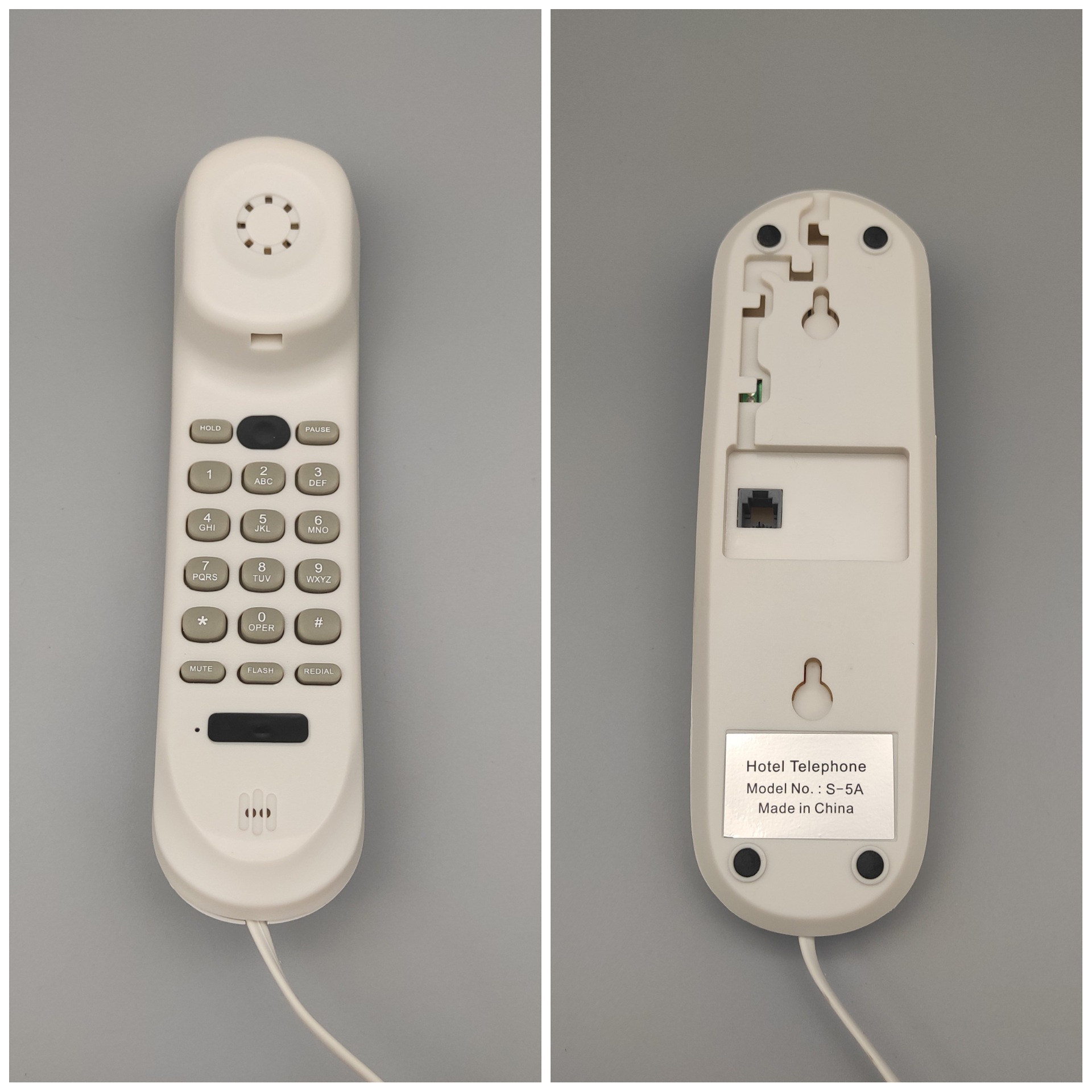 Picture of Hekai S-5A Basic Function Corded Telephone for Hotel Bathroom Kitchen Wall-Mounted Phone Base Basic Phone