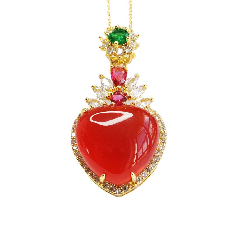 Picture of Yuyu natural red agate pendant chalcedony love necklace cross-border best selling factory wholesale generation MN2102001