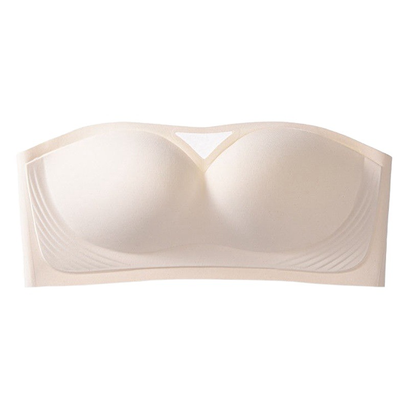 Strapless Non-slip Non-dropping Tube-like Underwear Summer Thin Small Chest Gathering Non-marking Invisible Beautiful Back-wrapped Bra
