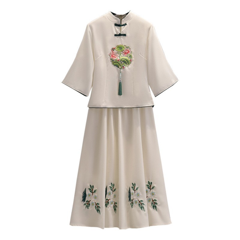 Picture of Republic of China Style Tang Suit Women's Clothing Improved Cheongsam Ear-picking Clothing Zen Style Young Tea Artist's Top Middle Sleeve suit Women