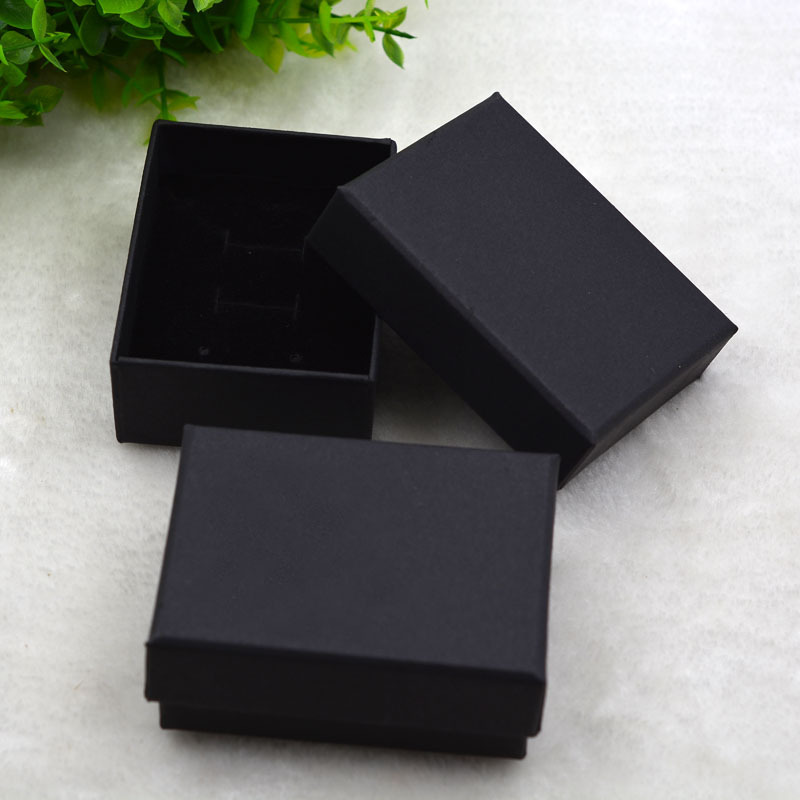 Picture of Ready-Made Kraft Paper Box Black Jewelry Necklace Ring Earring Box Bracelet Packaging Box Lid and Base Jewelry Box