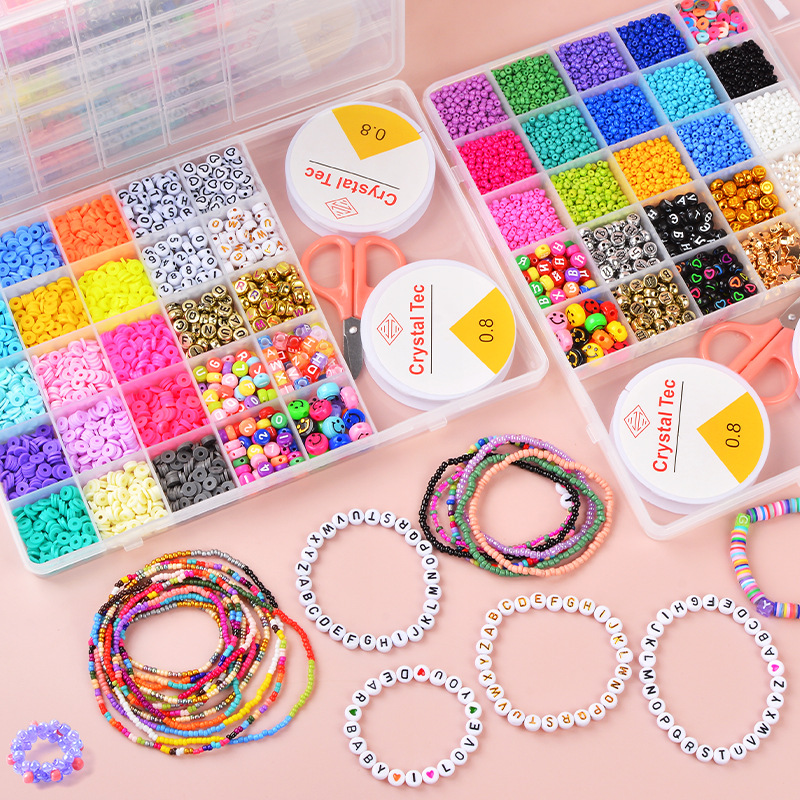 Amazon new 25 grid paint small rice beads glass beads 6mm soft pottery suit wholesale DIY jewelry accessories