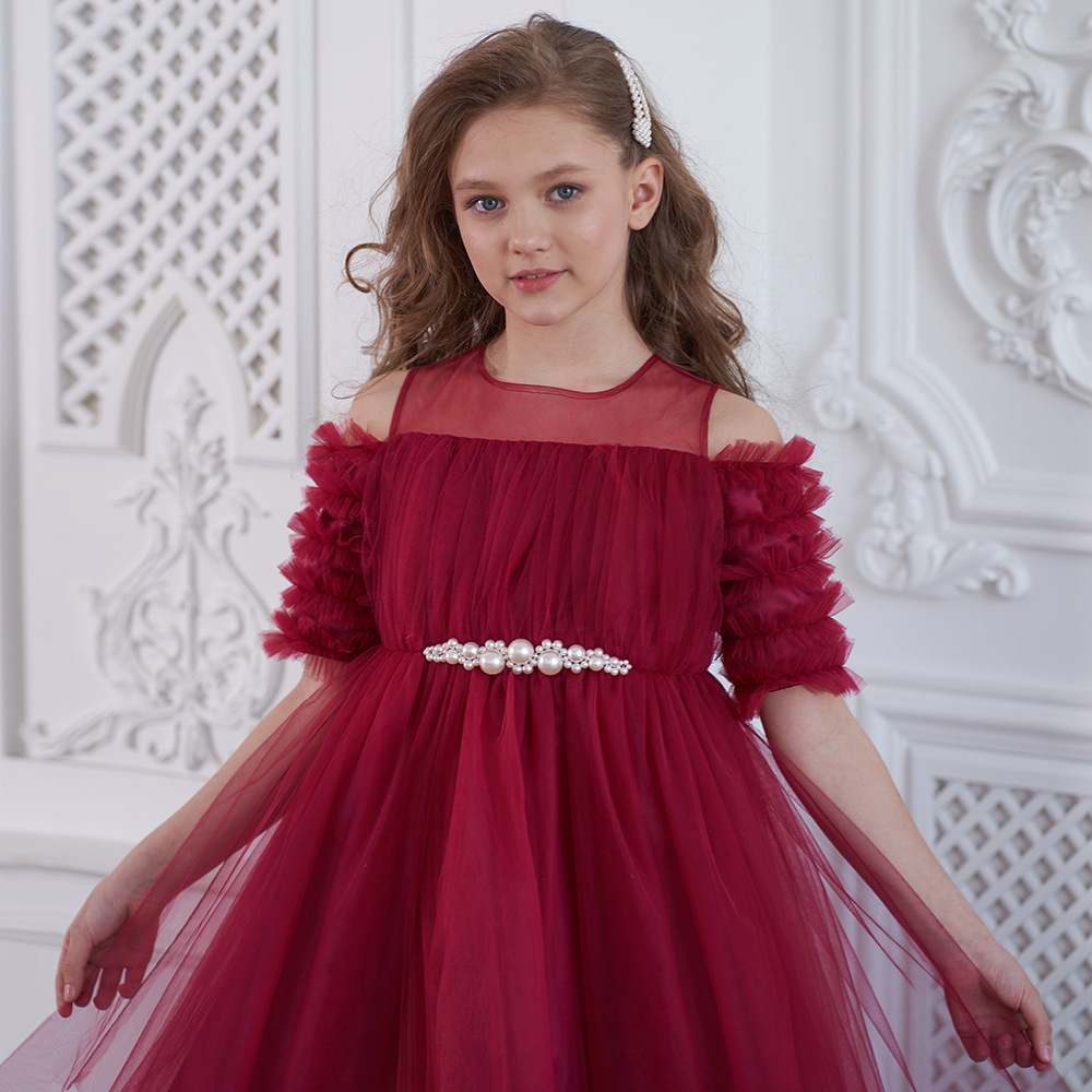 Picture of Children's Dress 2025 New European and American Girl Short-Sleeved Tutu Princess Dress Flower Girl Catwalk Piano Performance Dress