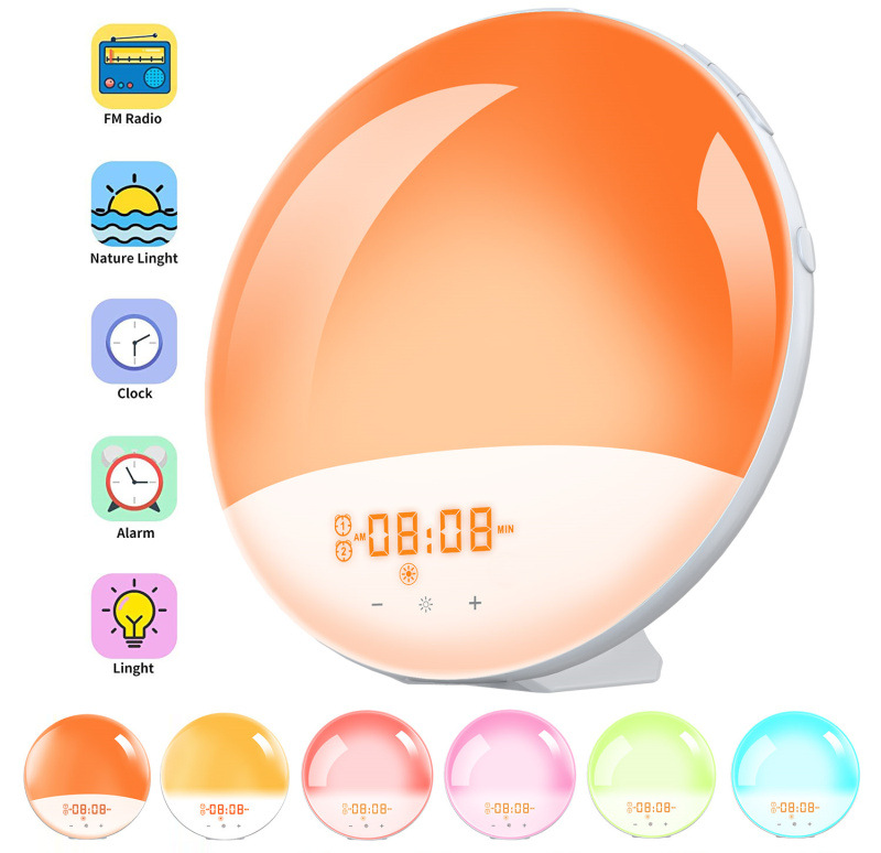 Picture of Popular touch colorful alarm clock wake-up light simulation Sunrise Sunset hypnosis atmosphere bedside table lamp nursing night light