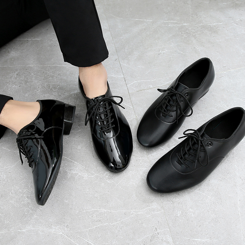 Picture of New Men's Outdoor Rubber Black Modern Dance Shoes Bright Leather Ballroom Dance Ballroom Dance Shoes Square Dance Low Heel Dance