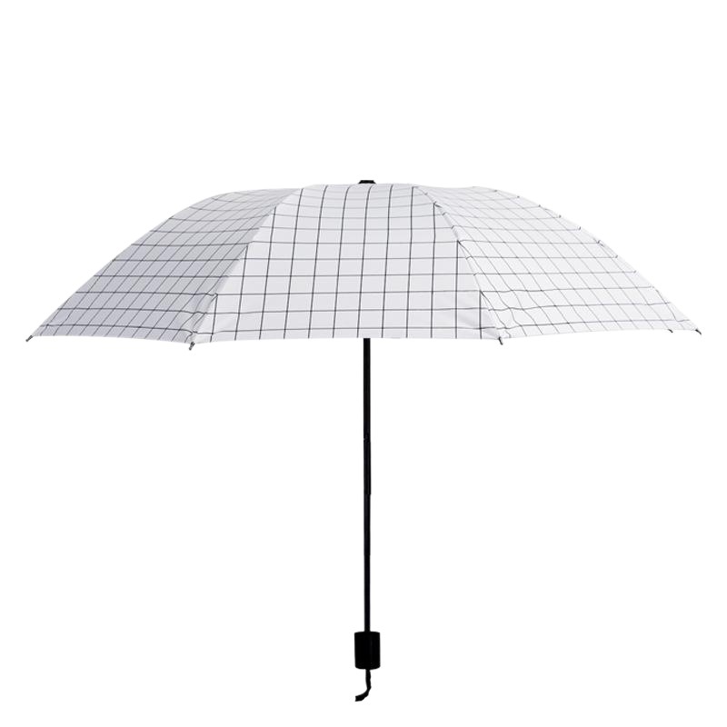 Plaid Umbrella Sunscreen and Rain-proof Dual-use Umbrella UV-proof Sun Umbrella Black Rubber Folding Umbrella Printed LOGO Advertising