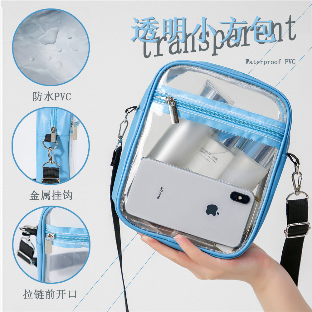 Waterproof PVC Transparent Small Square Bag Portable Makeup Wash Bag Swimming Bag Travel Beach Bag Daily Collocation Storage