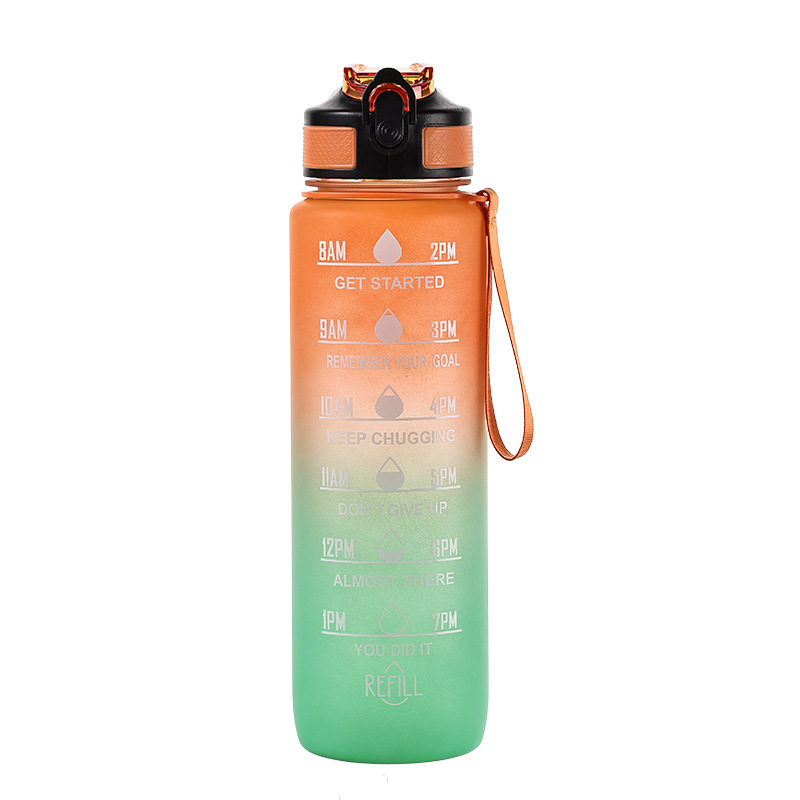 Picture of Large Capacity Fitness Sports Space Cup Portable Outdoor Casual Plastic Suction Cup Girl's Gradient Frosted Kettle