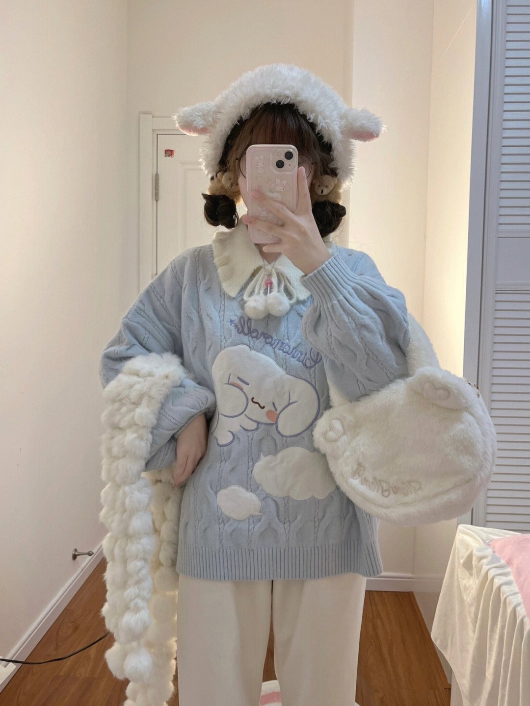 Lolita Sweater Women's Yugui Dog Pic Embroidered Spring and Autumn Winter Small Top with Student Knitted Jacket