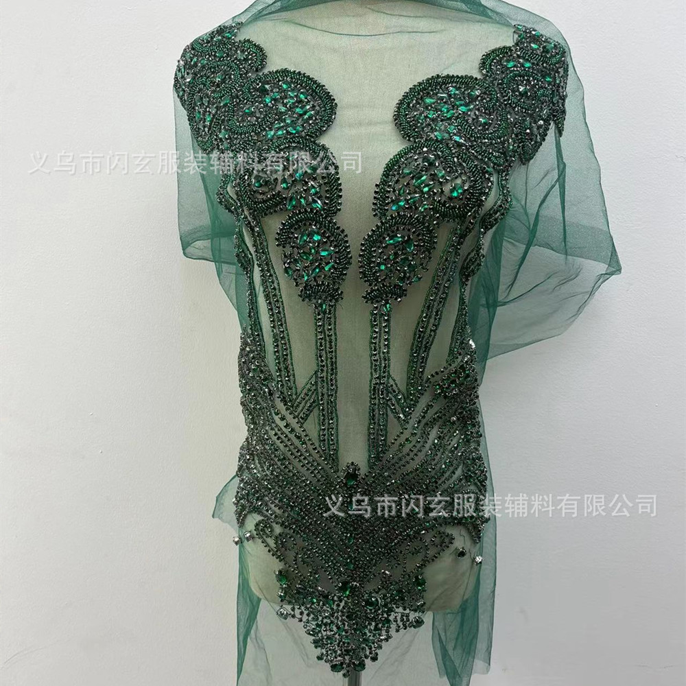 European and American sexy catwalk dress dance dress wedding accessories heavy handmade beaded rhinestone large pieces