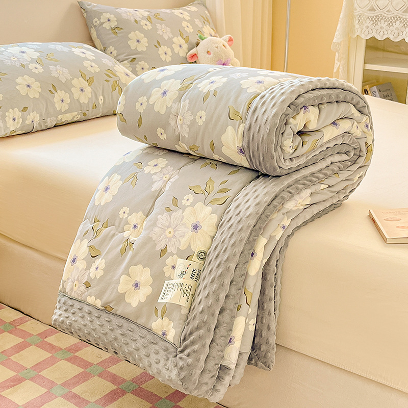 Picture of Class A cotton pea quilt household skin-friendly single double spring and autumn quilt thickened warm winter quilt thin air conditioning quilt wholesale