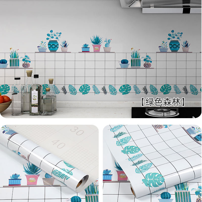 Picture of Wholesale kitchen oil-proof stickers self-adhesive wall stickers bathroom renovation milk tea shop waterproof high temperature resistant stove wallpaper porcelain