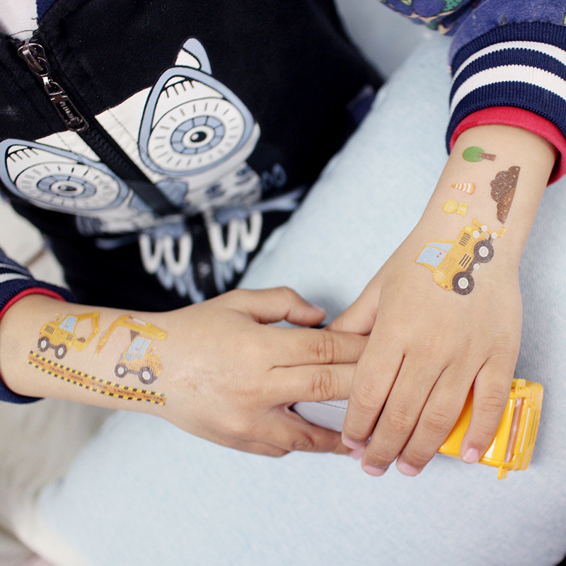 Picture of Spot children's tattoo stickers cartoon car engineering car waterproof odor-free cute boys and girls baby stickers cross-border