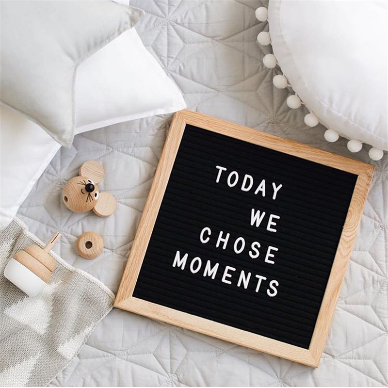 Wood frame diy felt handmade letter message board felt cloth diy oak letter board photo frame