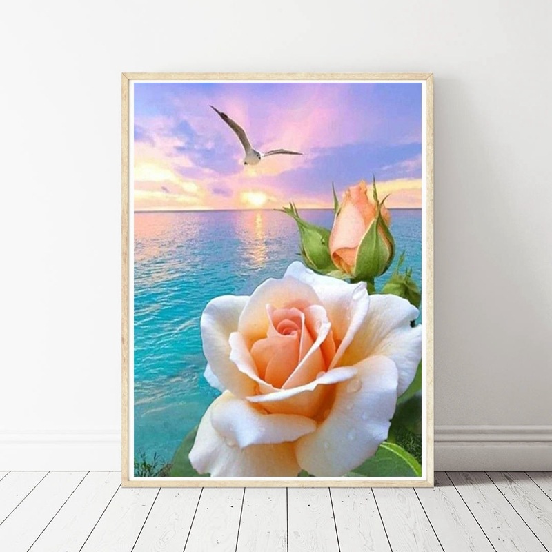 5D Diamond Painting Full Diamond Landscape Embroidery DIY Round Diamond Cross Stitch DIY Living Room Bedroom Decoration Painting Handmade DIY