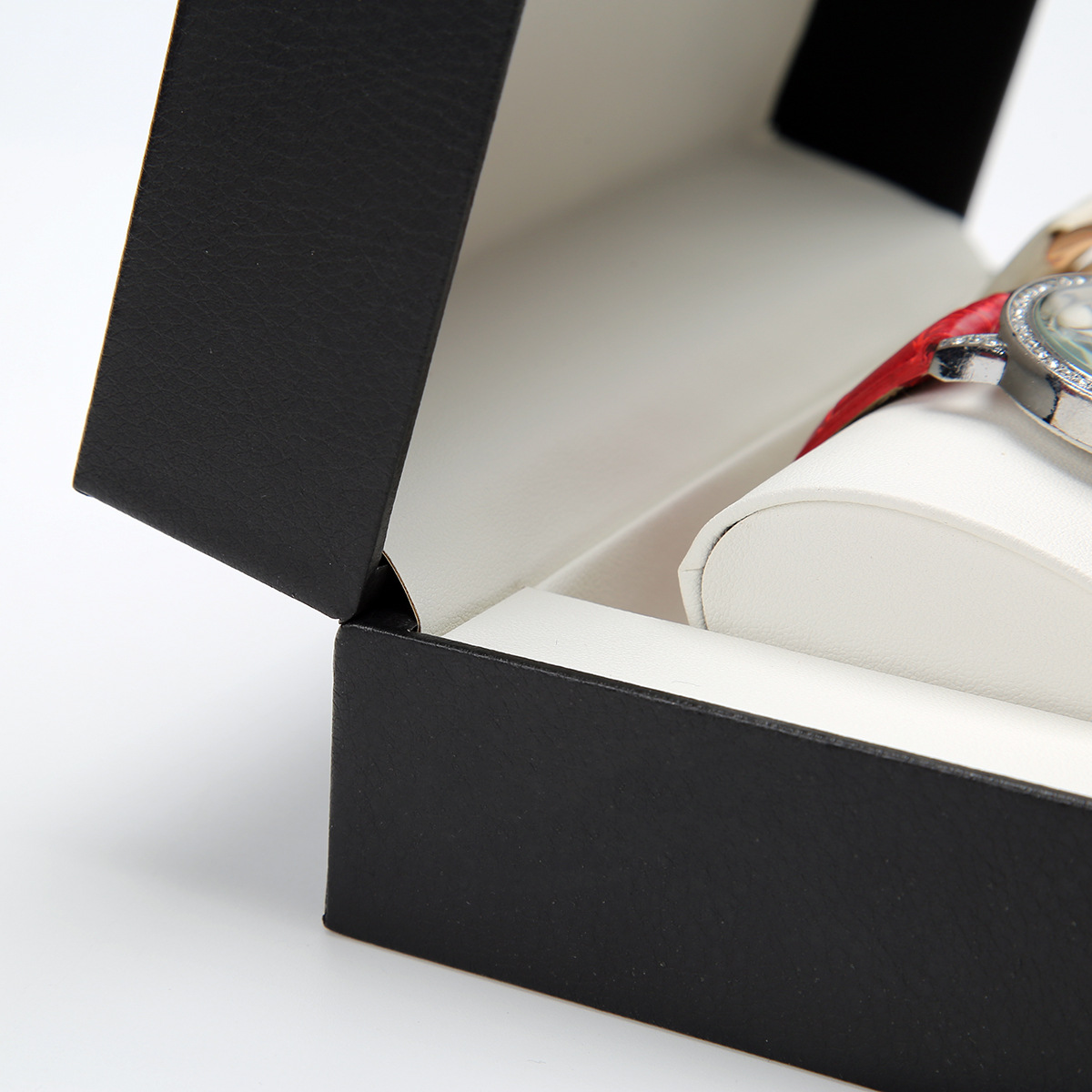 Picture of Large Flip PU Leather Watch Box High-end Watch Display Box Black Leather Watch Packaging Box Storage Watch Box