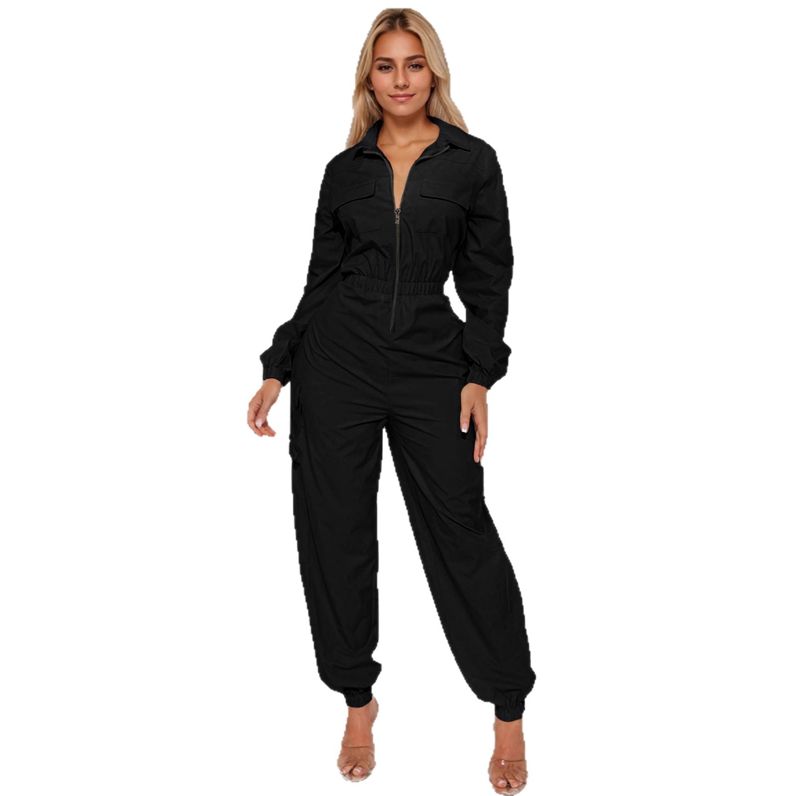 Picture of Cross-border Yama Fashion Outgoing Workwear Women's Flip Pocket Elastic Waist Zipper New Arrival