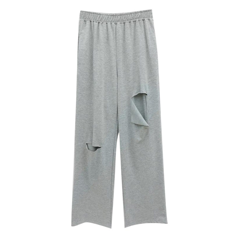 High-Waisted Ripped Pants for Women, Summer Design, Niche Thin, Casual Drapedy Wide-Leg Pants, Floor-Length Pants, Sports Pants, Women's Trendy