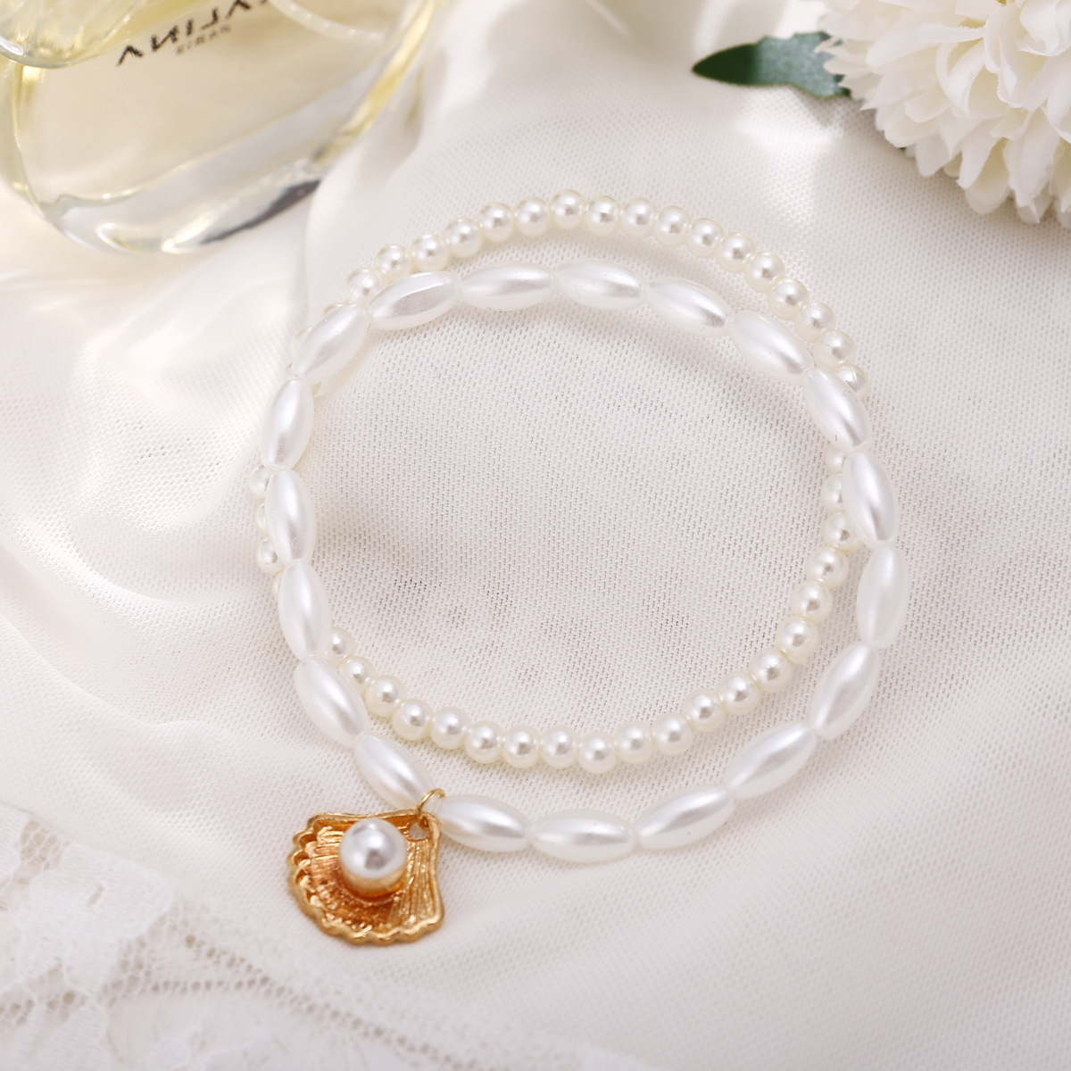 Picture of 5379 Han Zhishang Europe and the United States cross-border new simple artificial pearl fan shell pendant anklet creative retro foot decoration